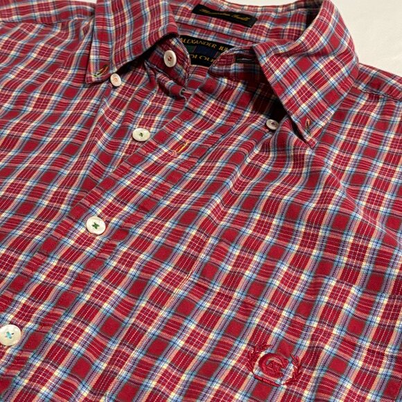 Alexander Julian Colours Men’s L Plaid Short Sleeve Button Shirt Thomaston Twill - Picture 3 of 9